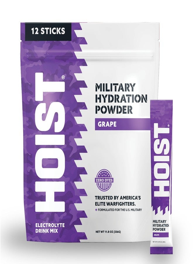 HOIST مسحوق مشروب الإلكتروليت - ترطيب سريع، تركيبة ترطيب عسكرية - بنكهة العنب (12 عبوة فردية) - Image 1